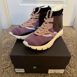 Valentino Garavani Knit and Leather Trim Sneaker